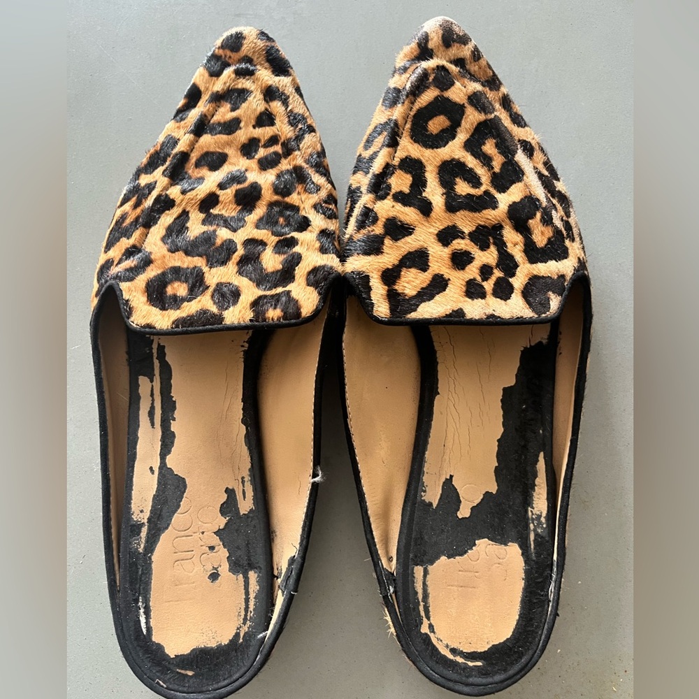 Franco Sarto cheetah mules.